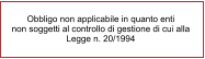 Obbligo non applicabile in quanto enti non soggetti al controllo di gestione di cui alla  Legge n. 20/1994